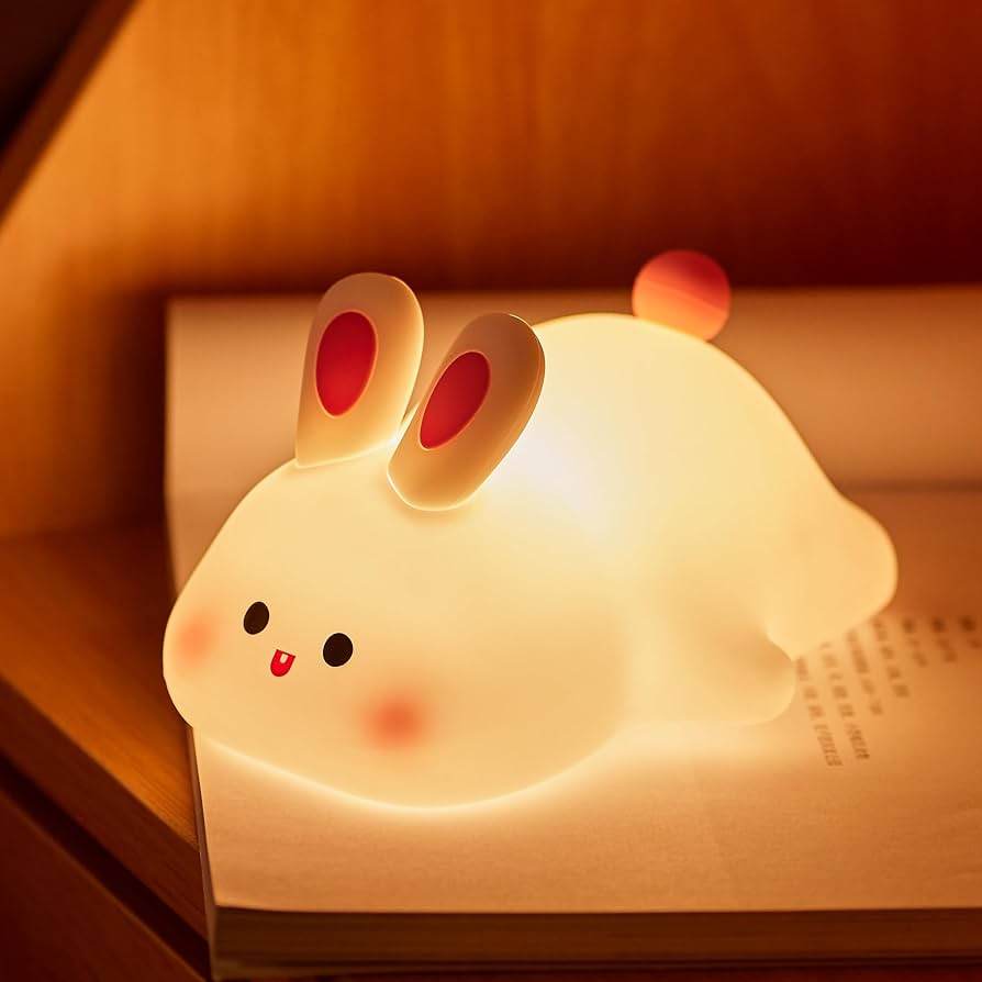 Lapinou Led- Veilleuse en Silicone en forme de lapin mignon, lumière douce, capteur tactile, veilleuse de chevet pour enfants, lumière d'accompagnement pour le sommeil, cadeau de décoration - myledly