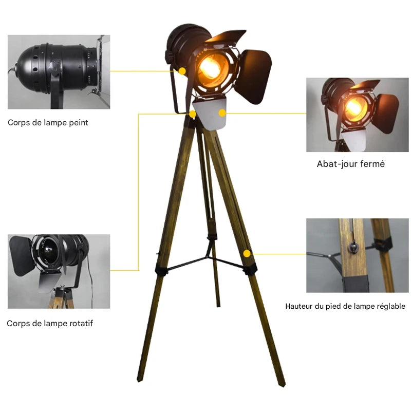Lampe sur pied vintage loft - ambiance chaleureuse café coworking