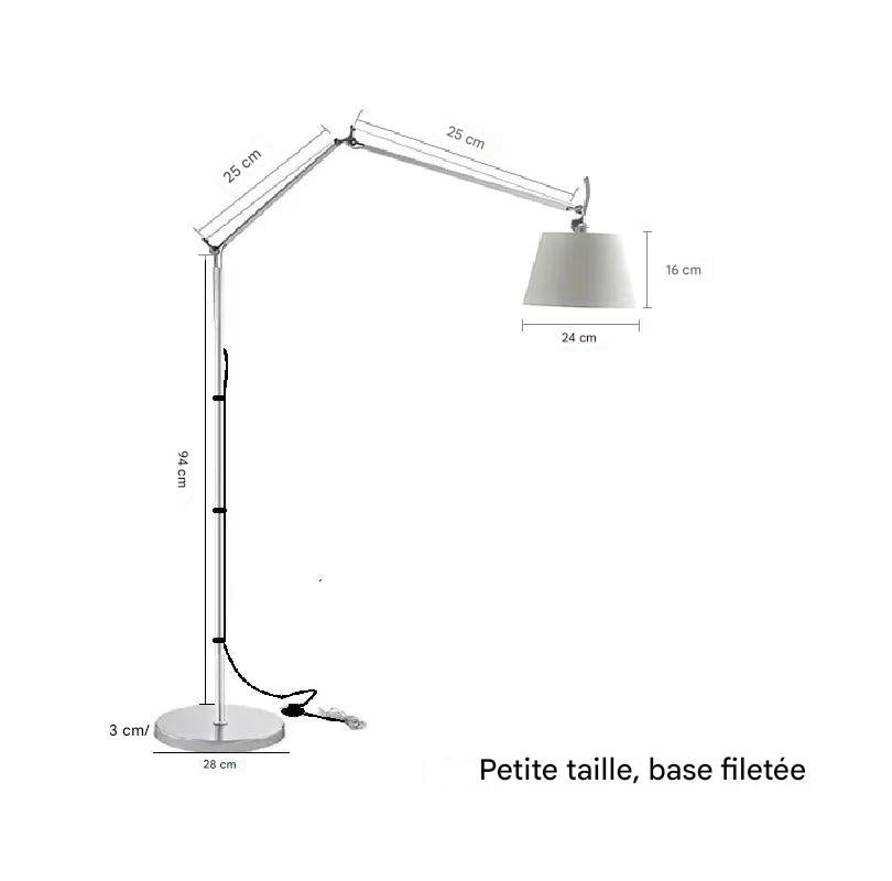 Lampadaire arc minimaliste - détail abat-jour tissu diffusion lumière douce