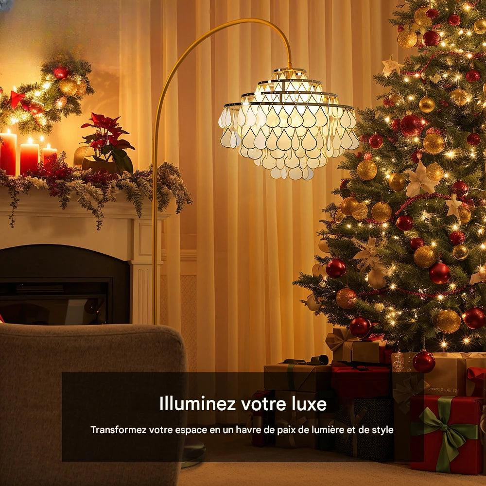 Lampadaire design organique coquillages - mise en situation noël salon