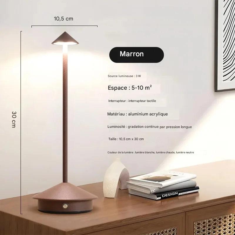 Lampe portable variateur tactile intégré - détail marron