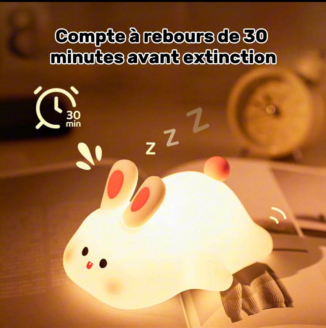 Lapinou Led- Veilleuse en Silicone en forme de lapin mignon, lumière douce, capteur tactile, veilleuse de chevet pour enfants, lumière d'accompagnement pour le sommeil, cadeau de décoration - myledly