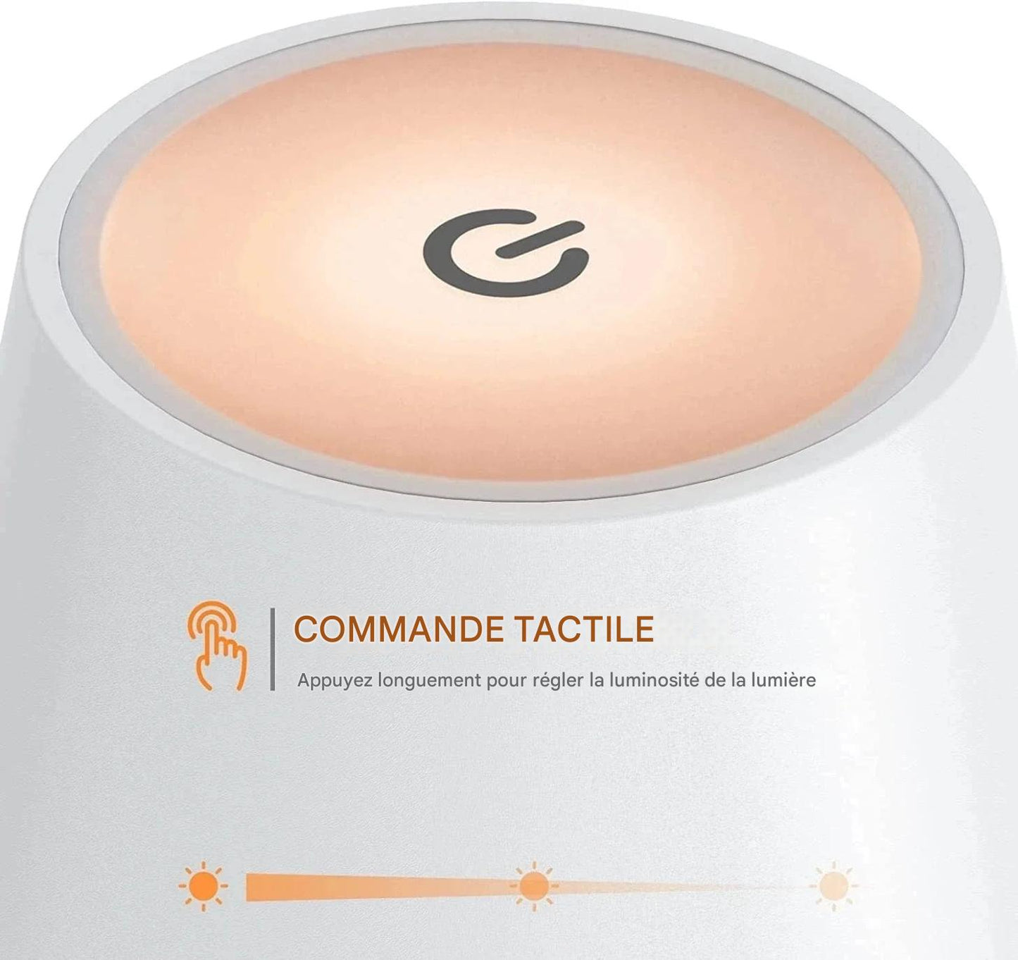 Lampe portable aluminium USB - détail variateur tactile progressif