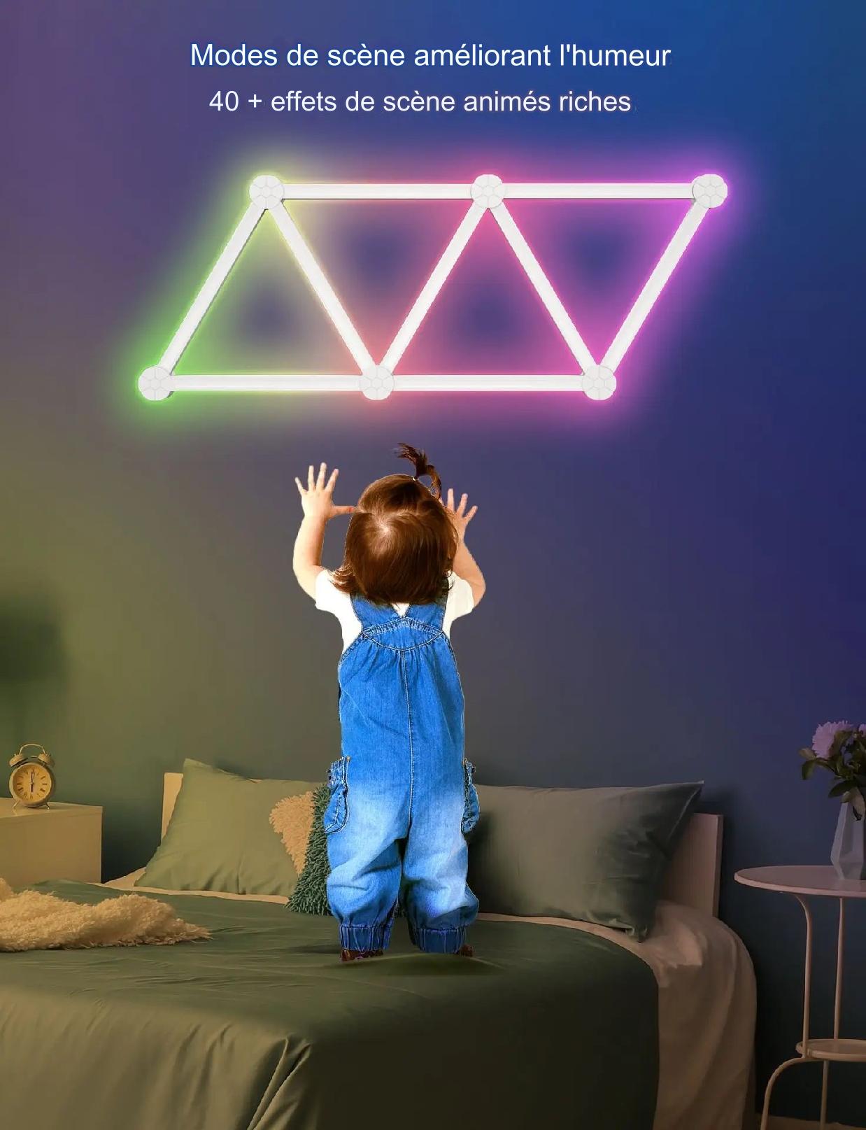 Bar Led : Applique murale intelligente RGBIC WIFI LED, synchronisation de musique, veilleuse à intensité variable, compatible avec Alexa Google Home, pour salle de jeu, décoration murale