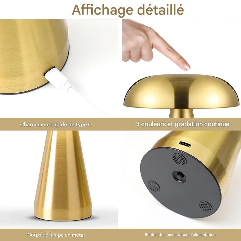 Lampe table design - champignon LED portable ambiance restaurant