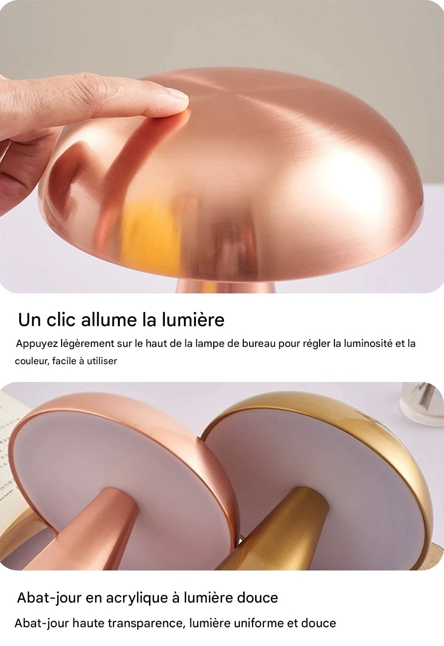 Lampe champignon LED - veilleuse rechargeable tactile design iconique