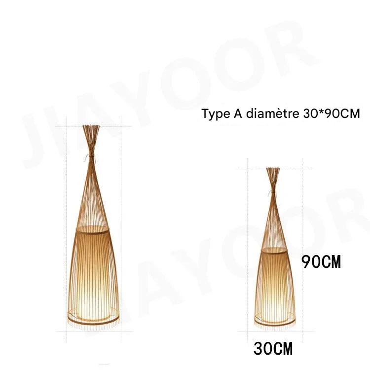 Lampadaire bambou design japandi - vue d'ensemble décoration authentique