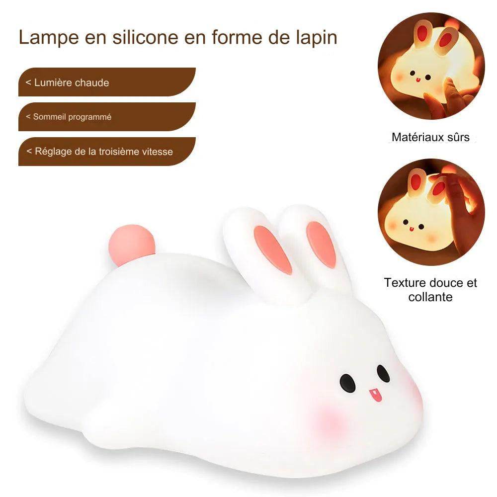 Lapinou Led- Veilleuse en Silicone en forme de lapin mignon, lumière douce, capteur tactile, veilleuse de chevet pour enfants, lumière d'accompagnement pour le sommeil, cadeau de décoration - myledly