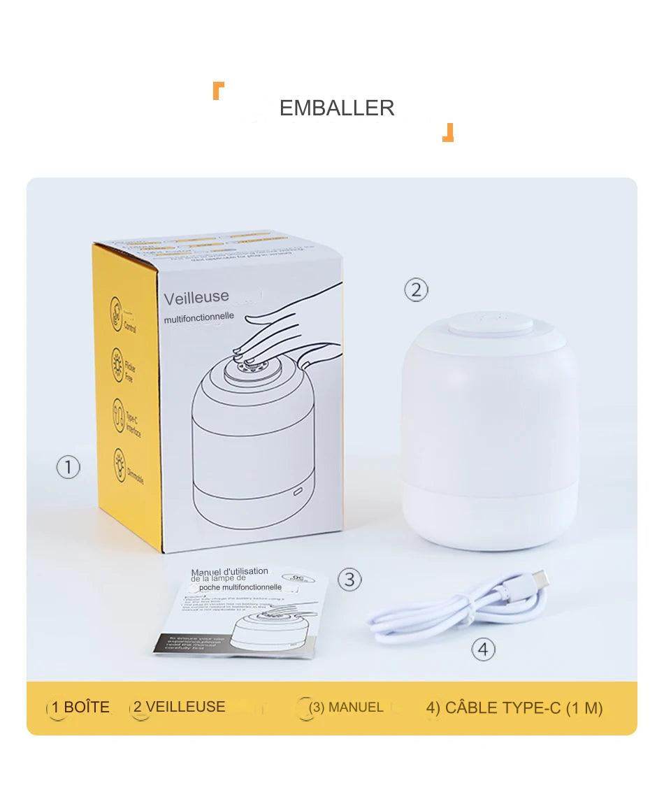 Night Led : Lampe de table LED avec capteur tactile, 3 couleurs réglables, rechargeable par USB, lampe de chevet portable, lampe de bureau pour enfant, cadeau pour bébé - myledly