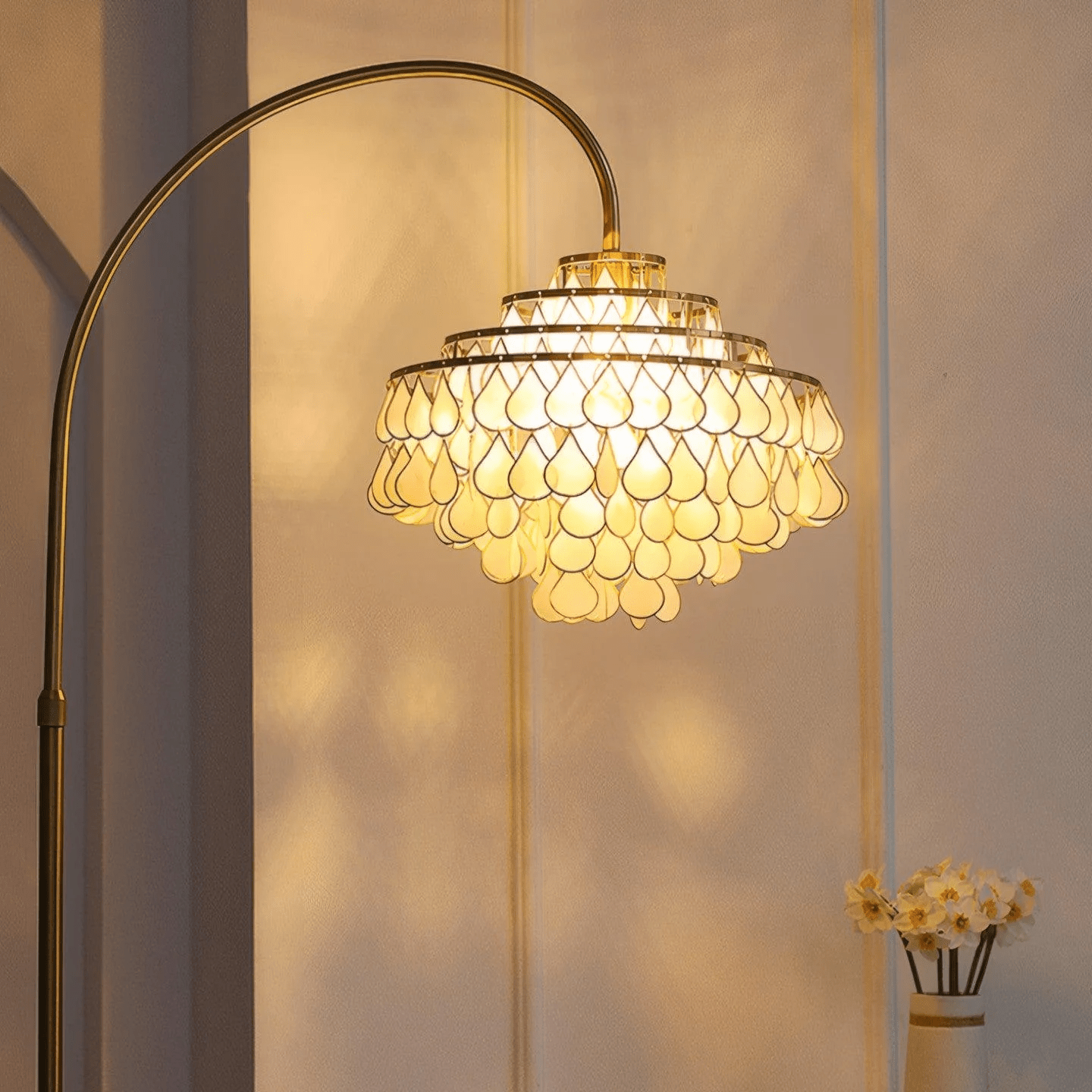 Lampadaire coastal coquillage - détail texture organique lumière diffuse