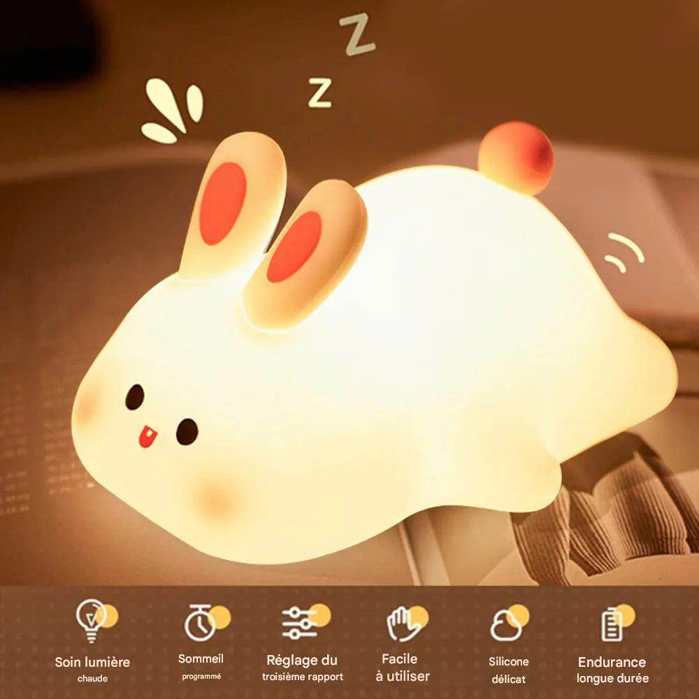 Lapinou Led- Veilleuse en Silicone en forme de lapin mignon, lumière douce, capteur tactile, veilleuse de chevet pour enfants, lumière d'accompagnement pour le sommeil, cadeau de décoration - myledly