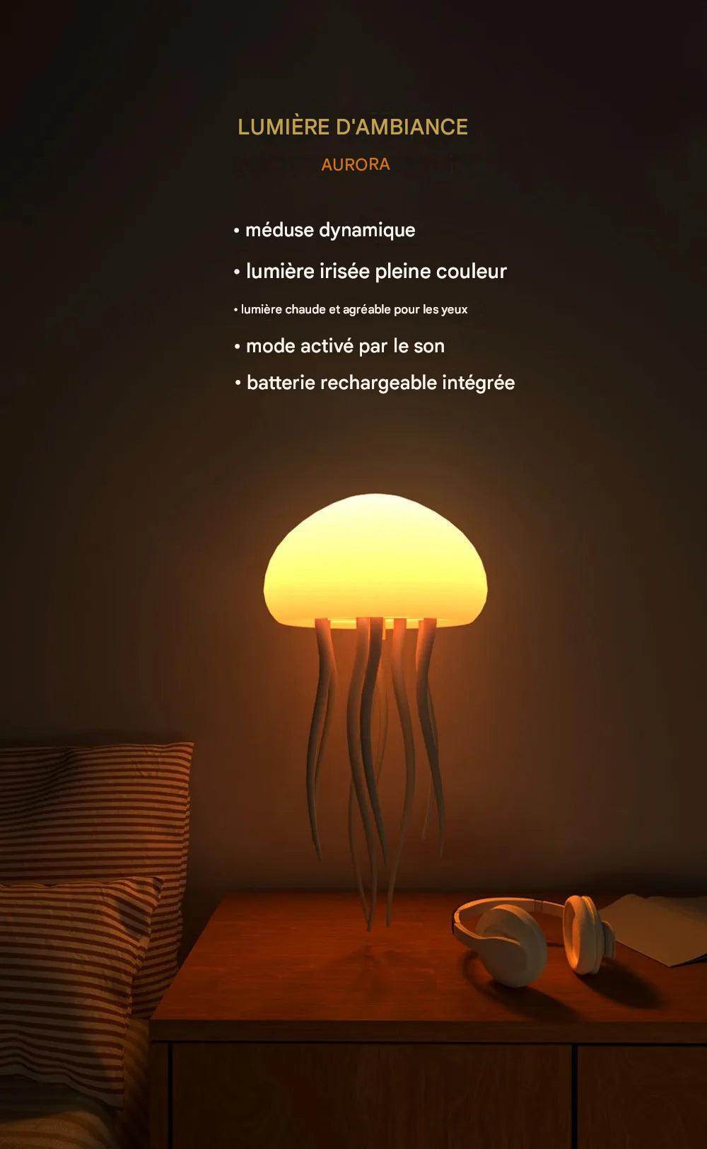 Aurora Medusa Lampe : Lampe de chevet LED type USB C avec commande vocale et option humidificateur Bluetooth - myledly