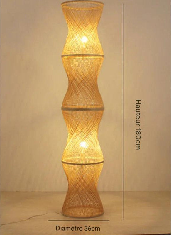 Lampadaire japonais bambou naturel - ambiance apaisante projet hospitality