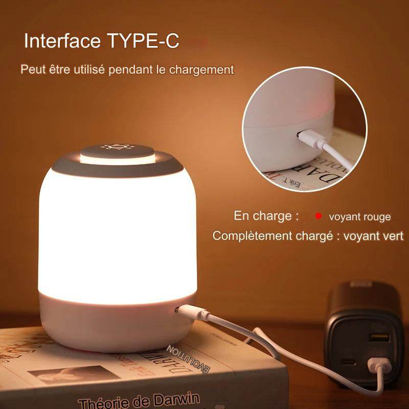Night Led : Lampe de table LED avec capteur tactile, 3 couleurs réglables, rechargeable par USB, lampe de chevet portable, lampe de bureau pour enfant, cadeau pour bébé - myledly