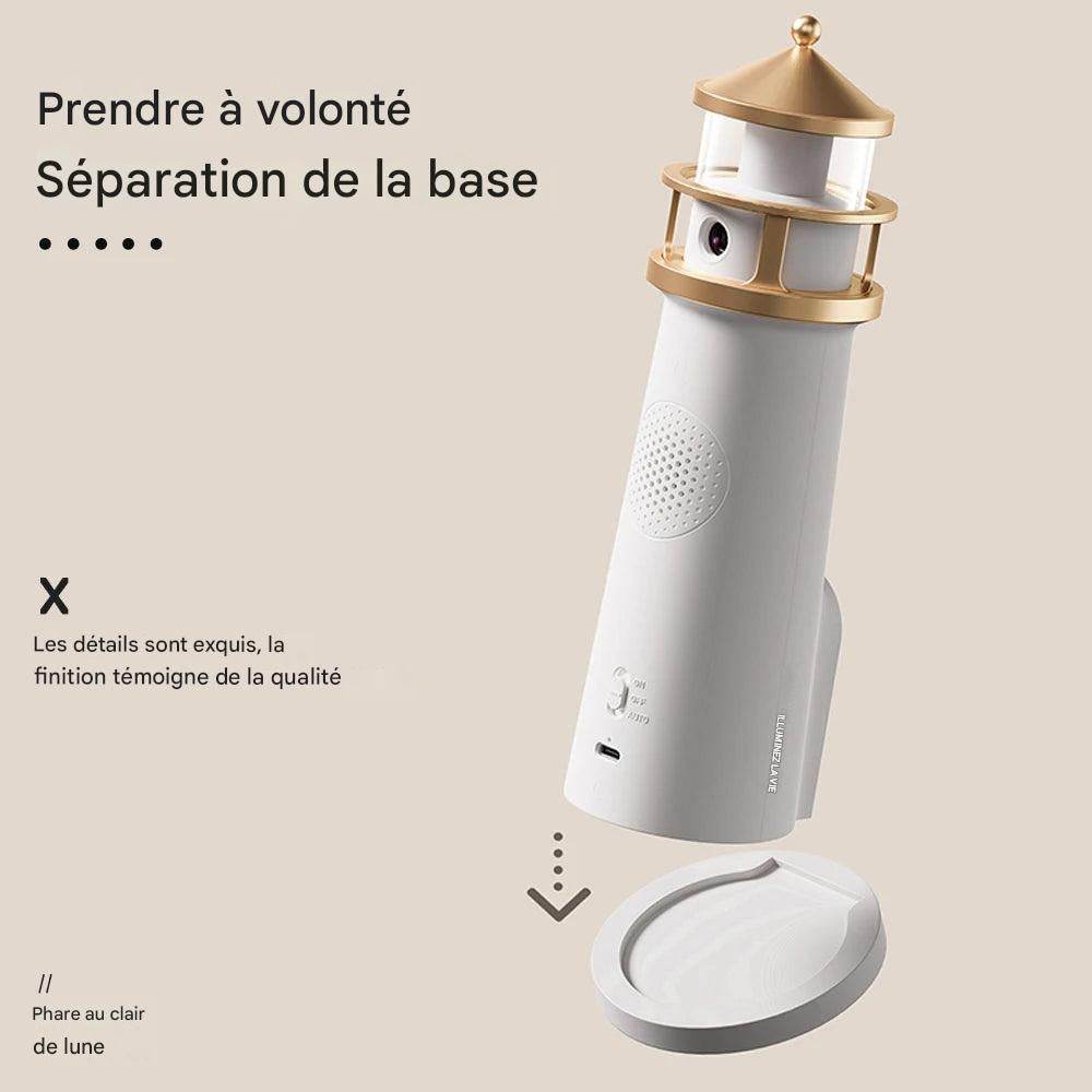 Phare Led : Lumière d'ambiance Projecteur de lune veilleuse à intensité variable Bluetooth Musique Capteur de mouvement Décoration de bureau Veilleuses Cadeau d'anniversaire - myledly