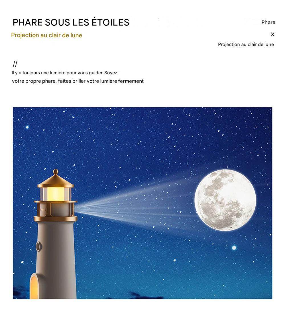 Phare Led : Lumière d'ambiance Projecteur de lune veilleuse à intensité variable Bluetooth Musique Capteur de mouvement Décoration de bureau Veilleuses Cadeau d'anniversaire - myledly