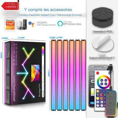 Bar Led : Applique murale intelligente RGBIC WIFI LED, synchronisation de musique, veilleuse à intensité variable, compatible avec Alexa Google Home, pour salle de jeu, décoration murale