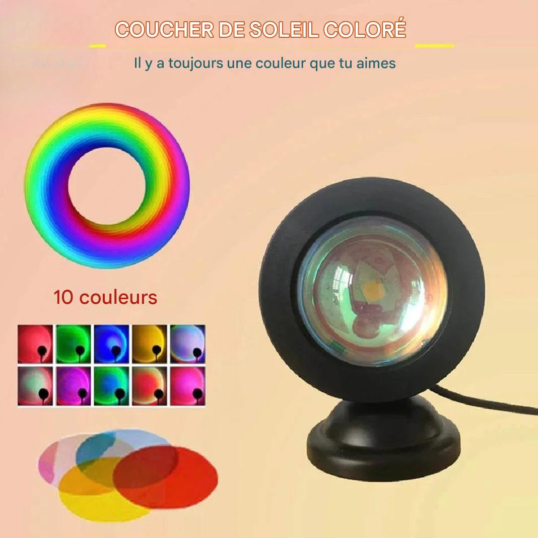 Sunset Lamp projecteur LED arc-en-ciel - lampe ambiance 16 couleurs USB