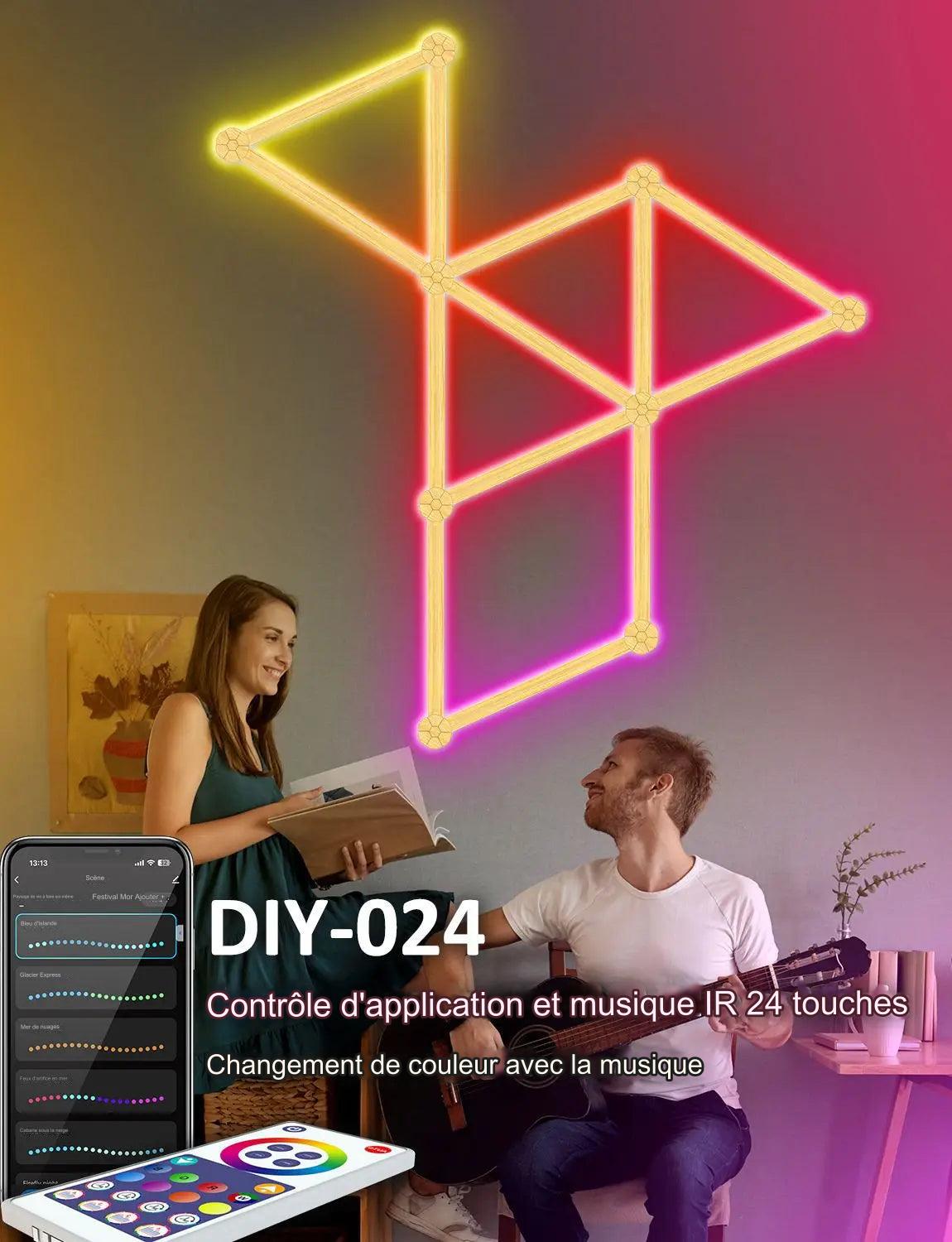 Bar Led : Applique murale intelligente RGBIC WIFI LED, synchronisation de musique, veilleuse à intensité variable, compatible avec Alexa Google Home, pour salle de jeu, décoration murale