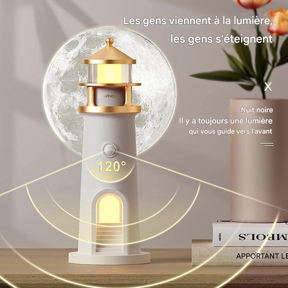 Phare Led : Lumière d'ambiance Projecteur de lune veilleuse à intensité variable Bluetooth Musique Capteur de mouvement Décoration de bureau Veilleuses Cadeau d'anniversaire - myledly