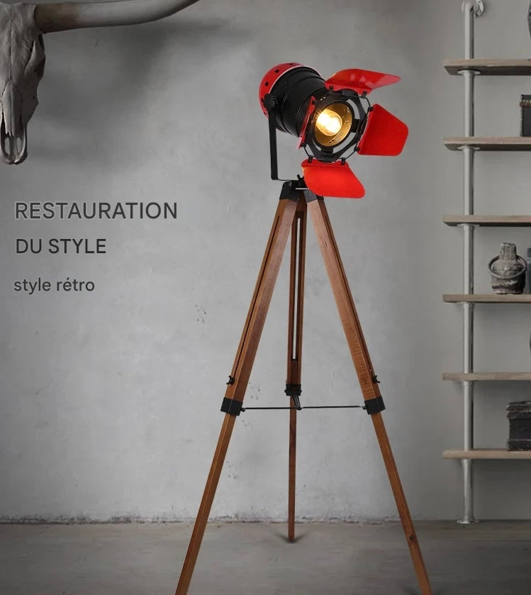 Lampadaire rustique industriel vintage - installation espace commercial caractère