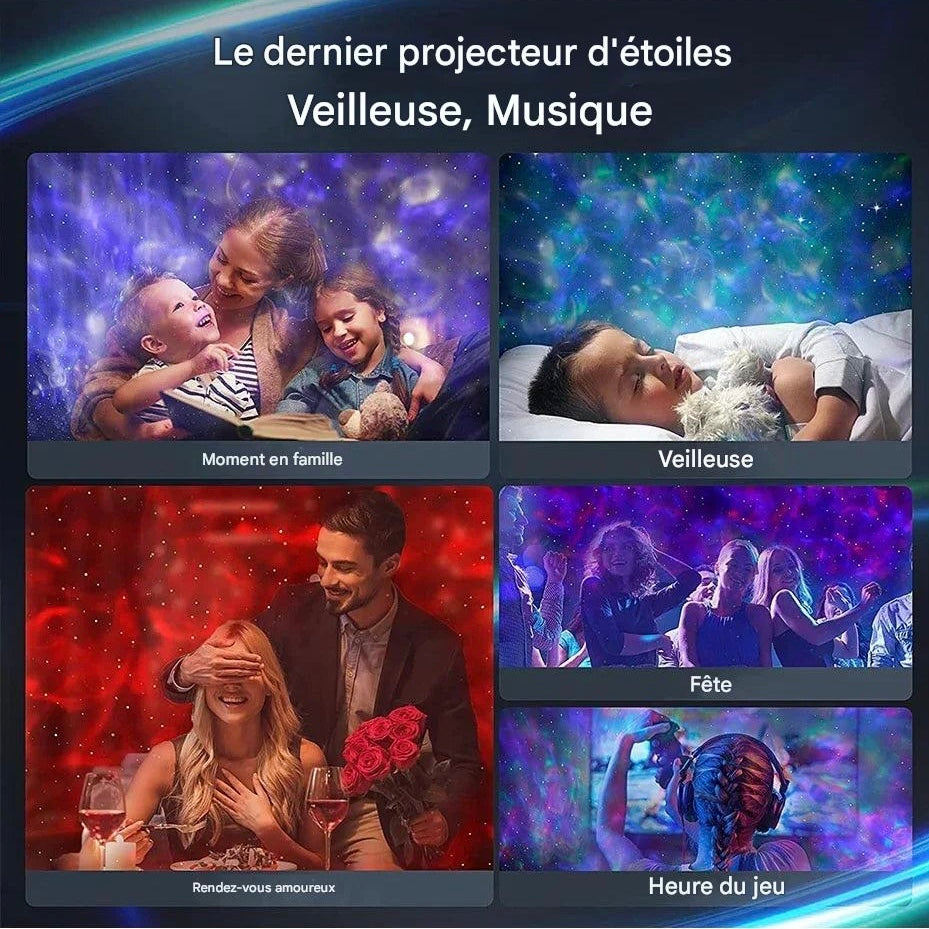 Nebula Dream : Projecteur LED de galaxie étoilée, veilleuse, cadeau pour enfant, lecteur de musique USB Bluetooth, veilleuse colorée