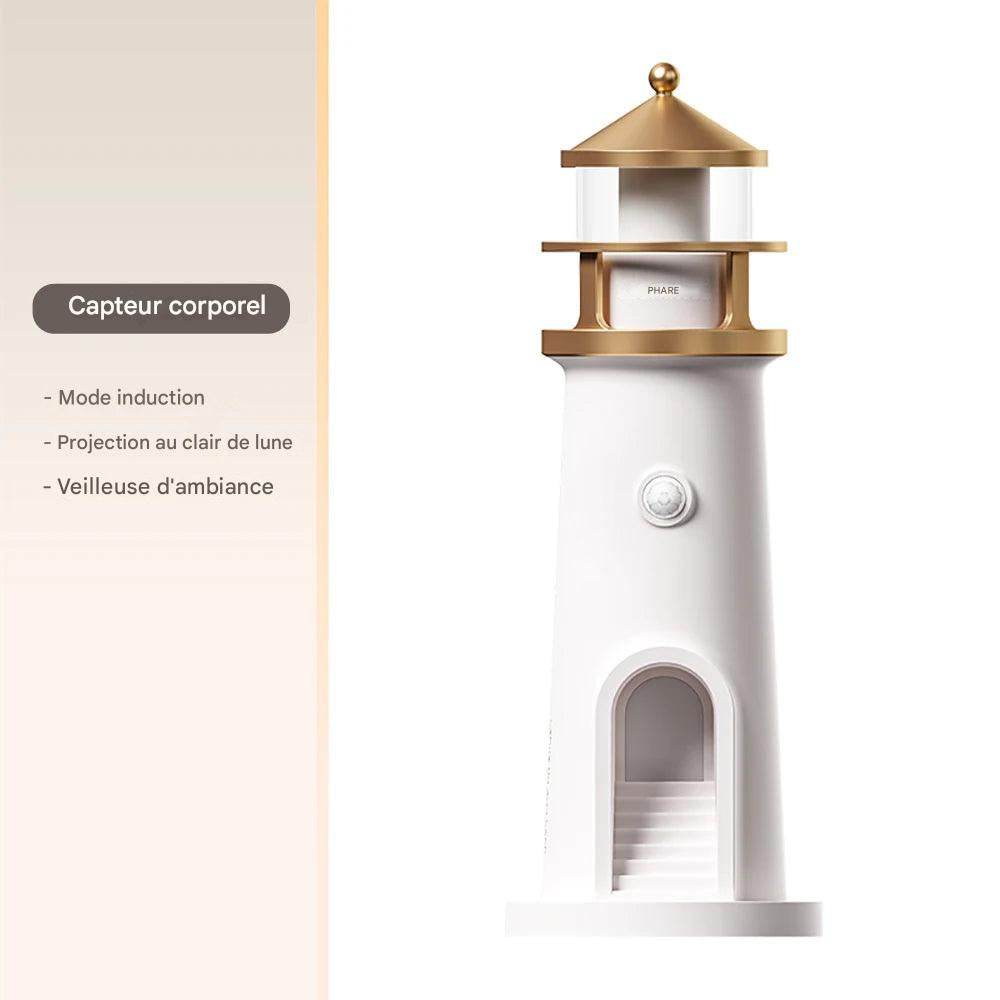 Phare Led : Lumière d'ambiance Projecteur de lune veilleuse à intensité variable Bluetooth Musique Capteur de mouvement Décoration de bureau Veilleuses Cadeau d'anniversaire - myledly