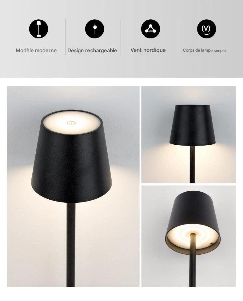 Lampe de table LED rechargeable - ambiance sophistiquée hospitality design