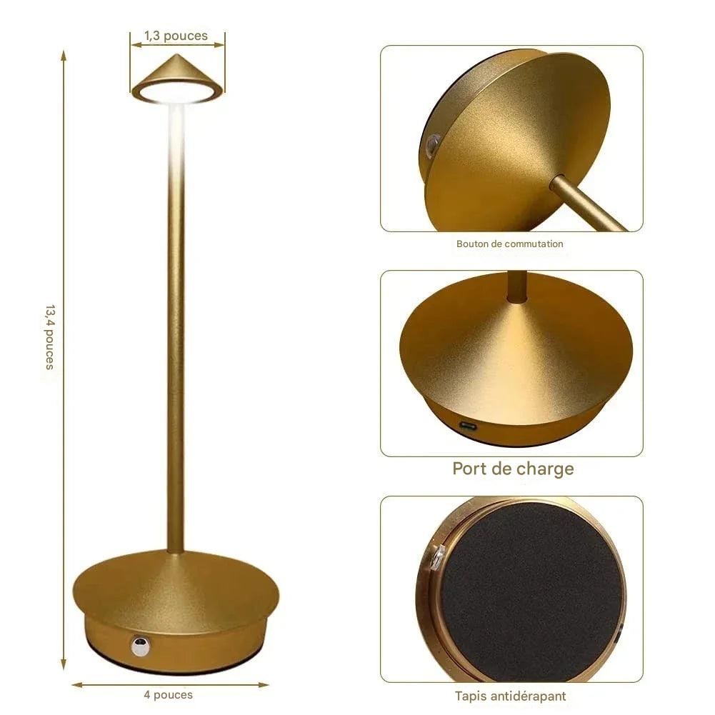 Lampe portable variateur tactile intégré - détail doré