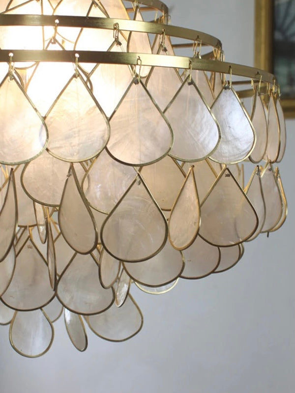 Lampadaire coquillage luxe - détail assemblage structure bronze LED