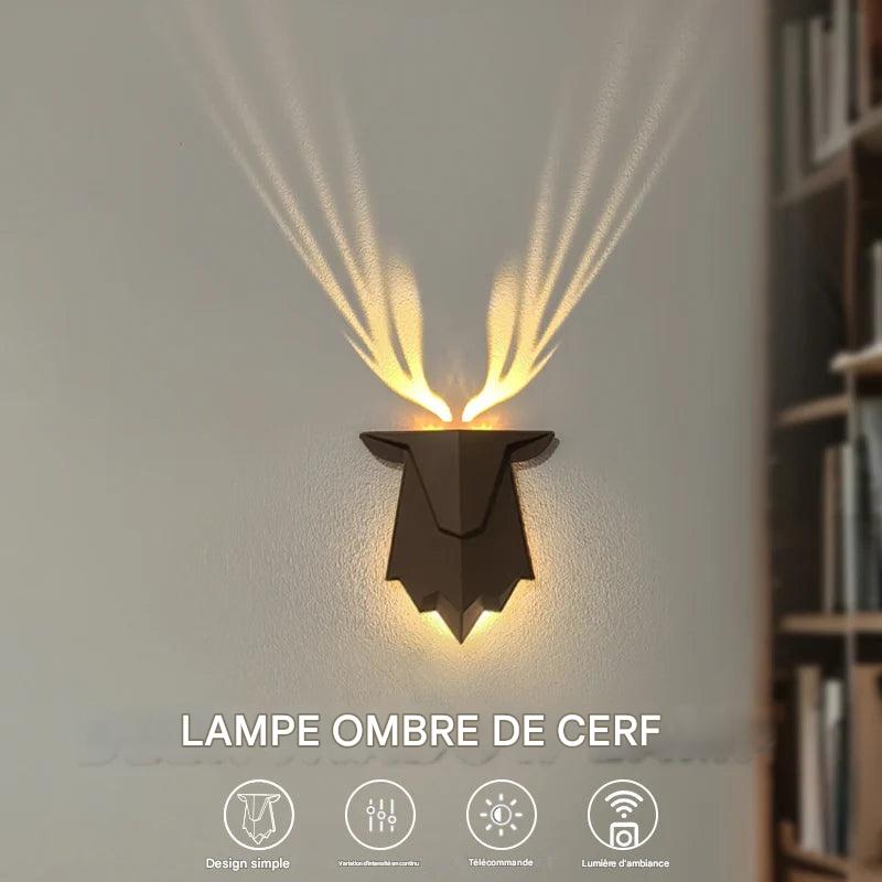 Deer Light : Veilleuse en forme d'ombre de cerf rechargeable, 3 niveaux de luminosité, lampe murale de sommeil, gradation continue, lampe de chevet pour décoration de chambre