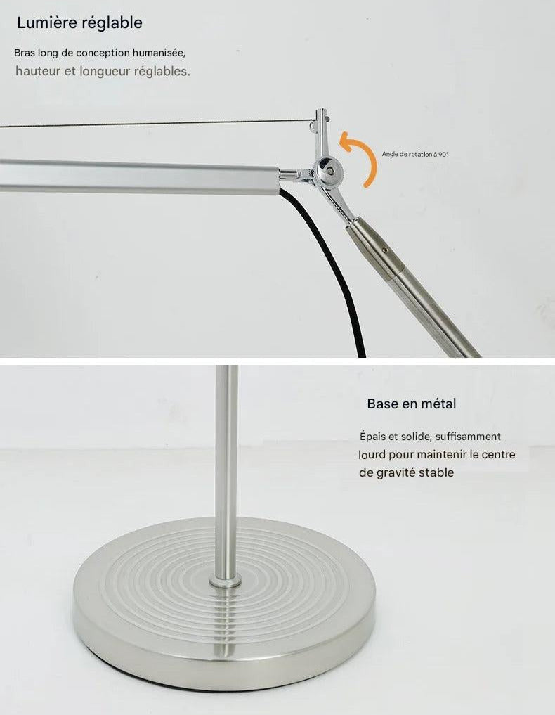 Lampadaire coréen aluminium chromé - vue complète design sculptural épuré