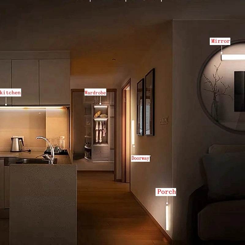 Motion Led : Capteur de mouvement lumière sans fil LED veilleuses chambre décor détecteur de lumière mur lampe décorative escalier placard chambre allée lumière - myledly