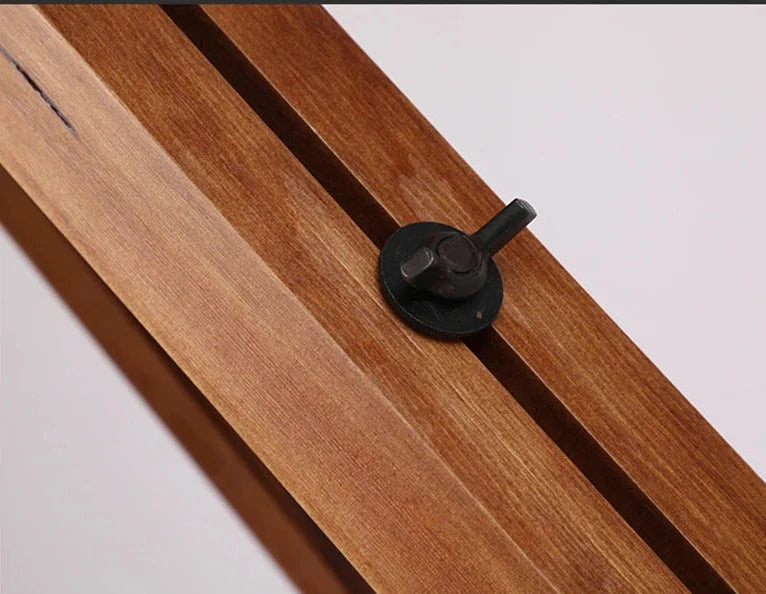 Lampadaire loft bois naturel fer - détail structure robuste authentique