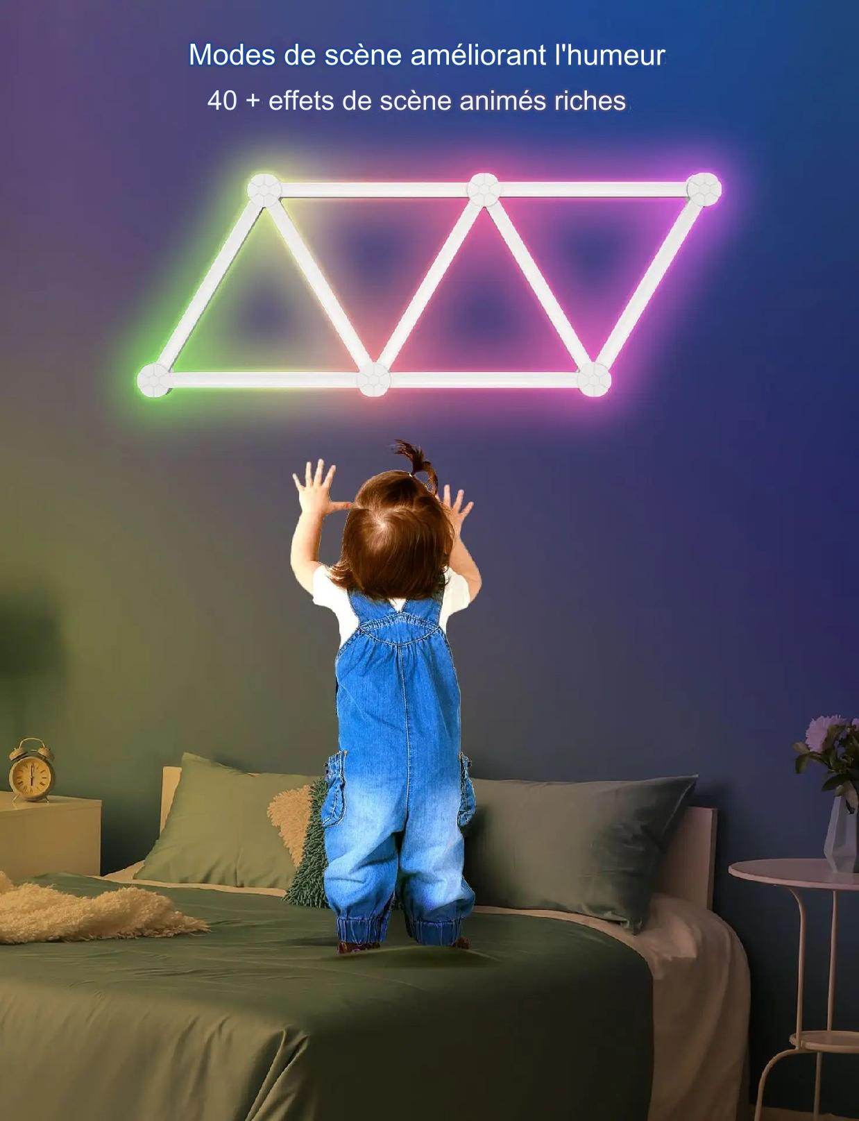 Bar Led : Applique murale intelligente RGBIC WIFI LED, synchronisation de musique, veilleuse à intensité variable, compatible avec Alexa Google Home, pour salle de jeu, décoration murale - myledly