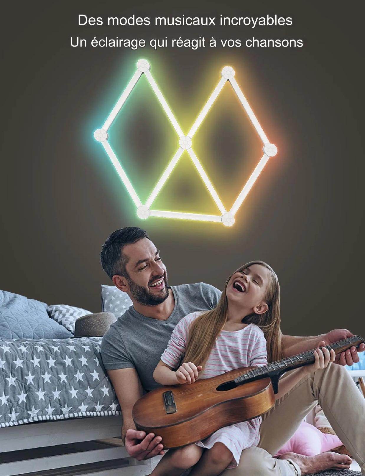 Bar Led : Applique murale intelligente RGBIC WIFI LED, synchronisation de musique, veilleuse à intensité variable, compatible avec Alexa Google Home, pour salle de jeu, décoration murale - myledly