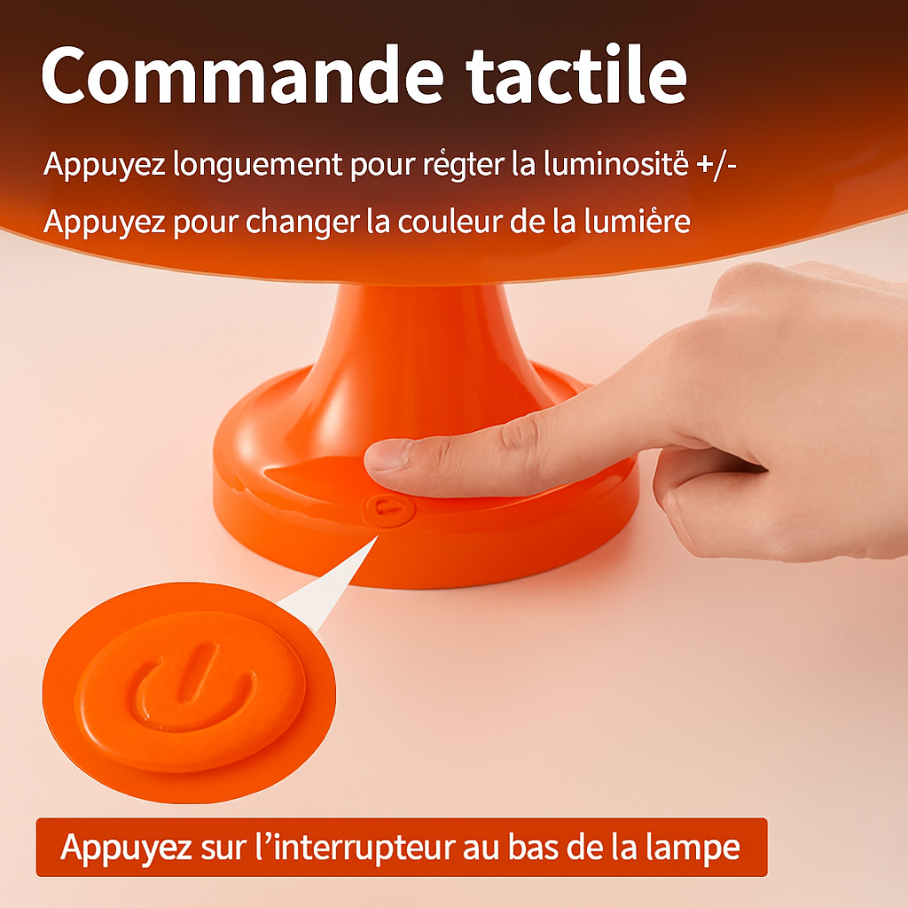 Détail lampe décorative champignon Bohemushroom - finition artisanale - commande tactile