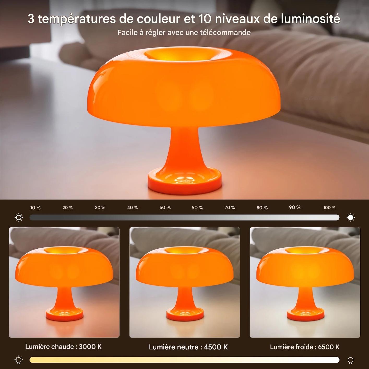 Détail lampe décorative champignon Bohemushroom - finition artisanale - 3 températures de couleurs