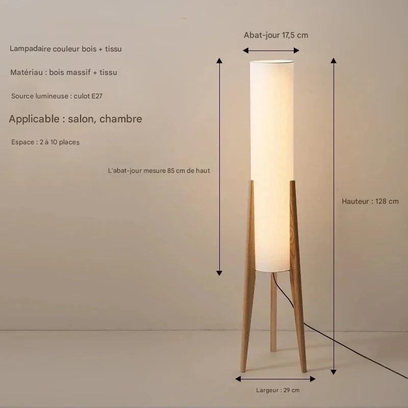 Lampadaire sculptural bois métal décoration professionnelle - détails du lampadaire