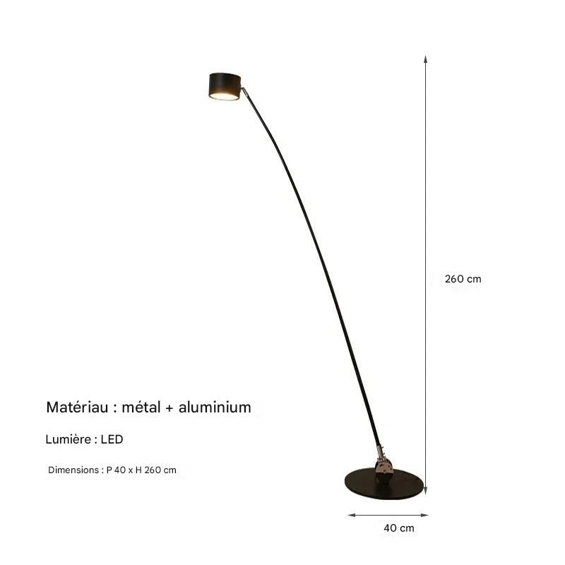 Lampadaire bras articulé métal - vue complète design architectural