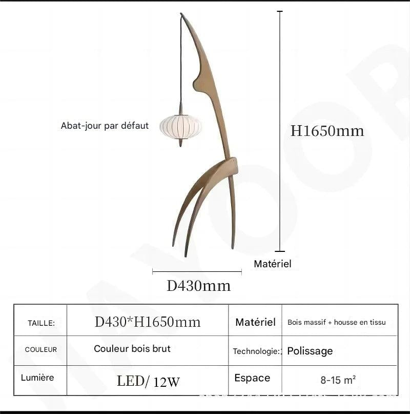Lampe sur pied zen bambou bois - éclairage d'ambiance contemplative - informations et paramètres