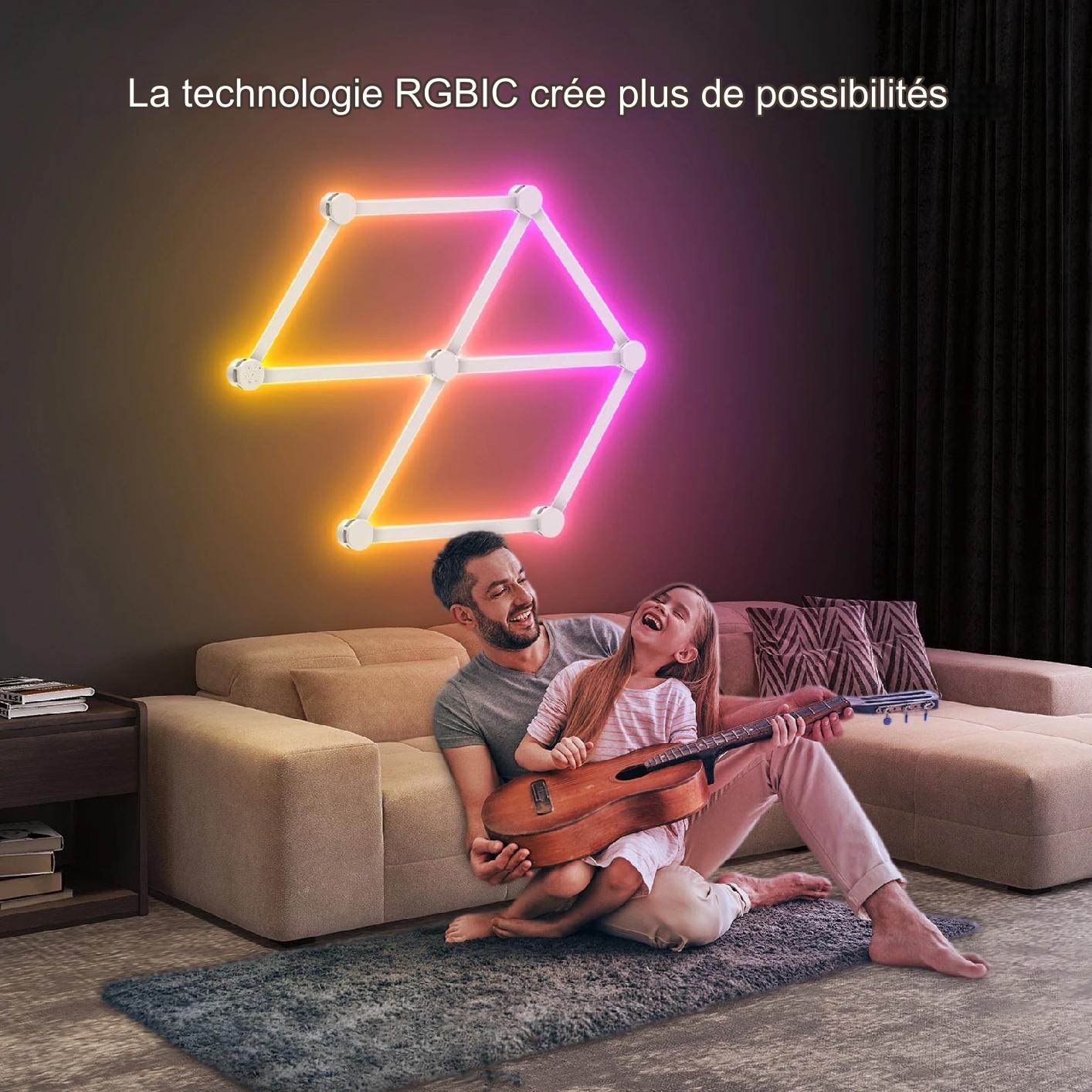 Bar Led : Applique murale intelligente RGBIC WIFI LED, synchronisation de musique, veilleuse à intensité variable, compatible avec Alexa Google Home, pour salle de jeu, décoration murale - myledly