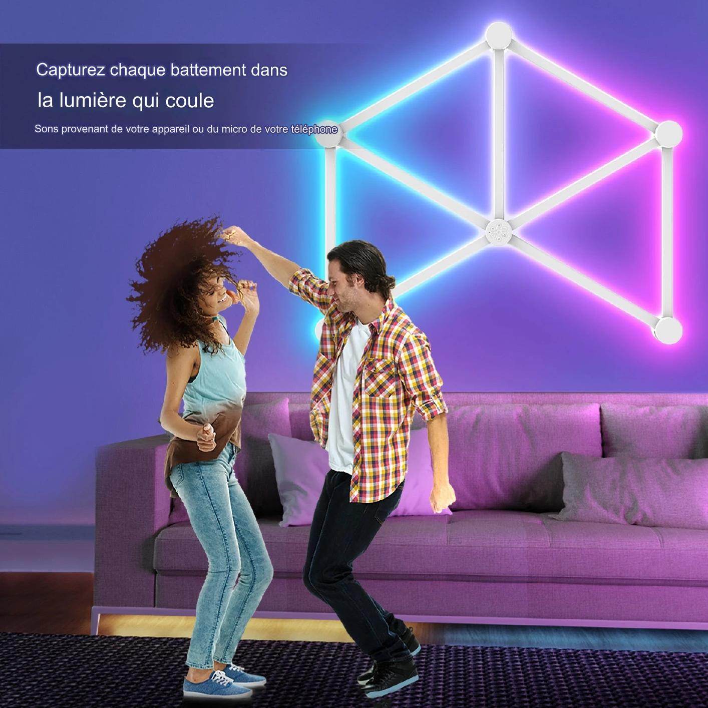 Bar Led : Applique murale intelligente RGBIC WIFI LED, synchronisation de musique, veilleuse à intensité variable, compatible avec Alexa Google Home, pour salle de jeu, décoration murale - myledly