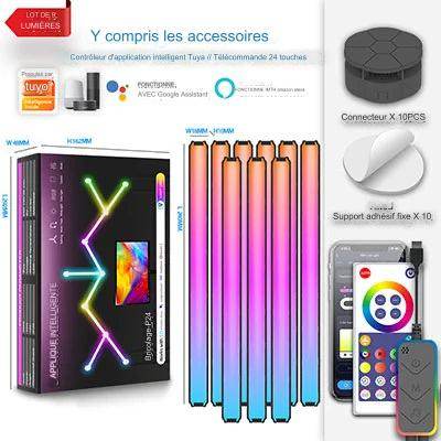 Bar Led : Applique murale intelligente RGBIC WIFI LED, synchronisation de musique, veilleuse à intensité variable, compatible avec Alexa Google Home, pour salle de jeu, décoration murale - myledly