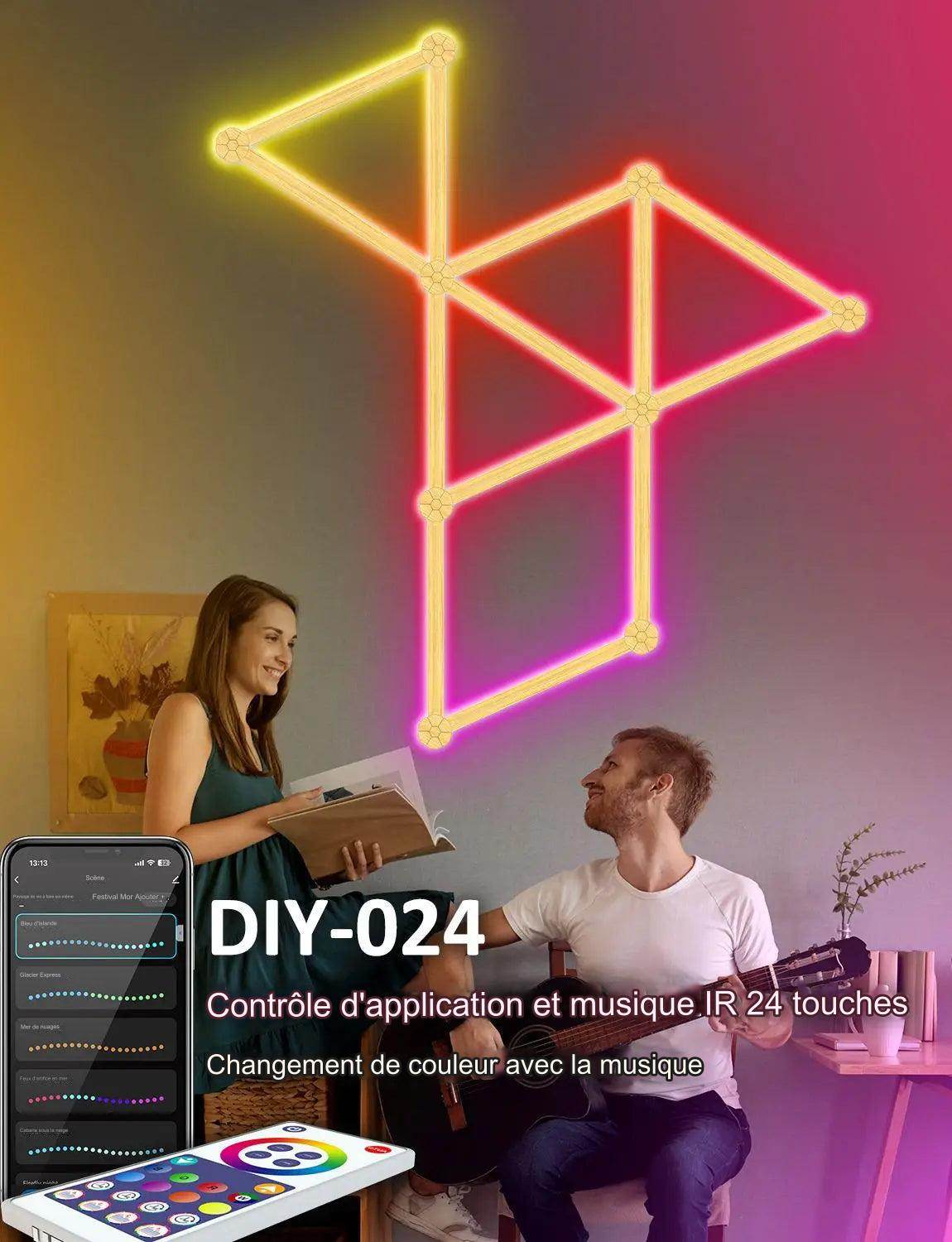 Bar Led : Applique murale intelligente RGBIC WIFI LED, synchronisation de musique, veilleuse à intensité variable, compatible avec Alexa Google Home, pour salle de jeu, décoration murale - myledly