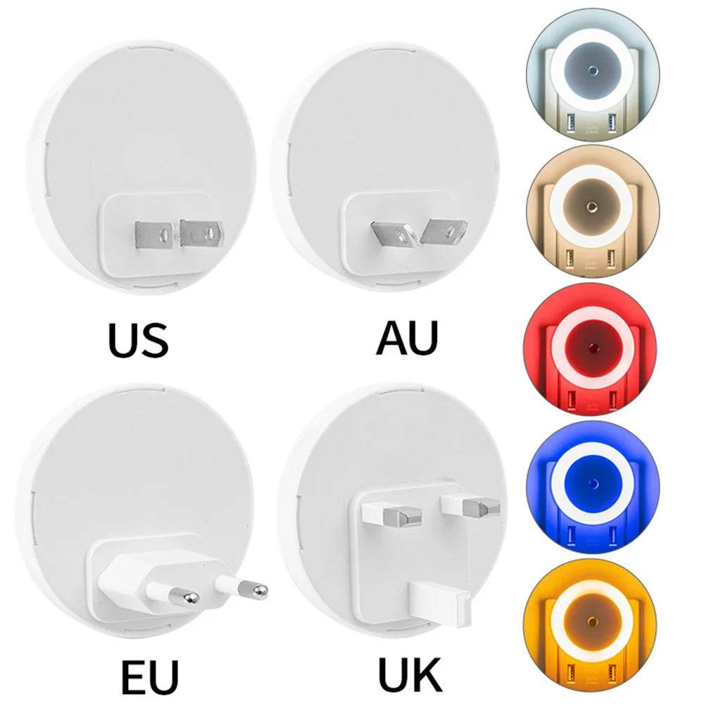 Sensor Led : LED veilleuse intelligente capteur de nuit prise ronde mur lampe de nuit salle de bain maison cuisine couloir escalier chambre veilleuse - myledly