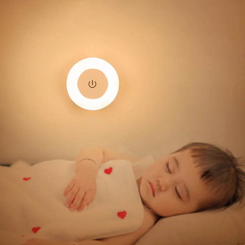 Sensitive Led : Mini LED capteur tactile veilleuses USB Rechargeable cuisine chambre Base magnétique applique murale ronde Portable gradation lampe de nuit - myledly