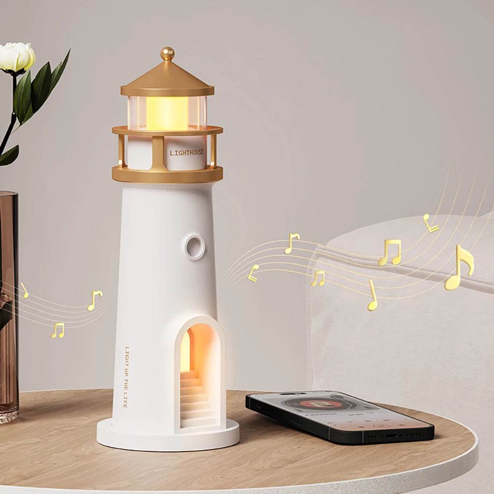 Phare Led : Lumière d'ambiance Projecteur de lune veilleuse à intensité variable Bluetooth Musique Capteur de mouvement Décoration de bureau Veilleuses Cadeau d'anniversaire - myledly