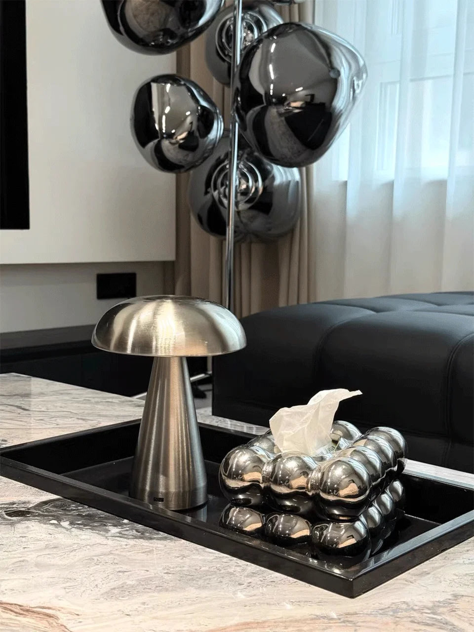 Lampe champignon métal - LED rechargeable tactile ambiance chambre