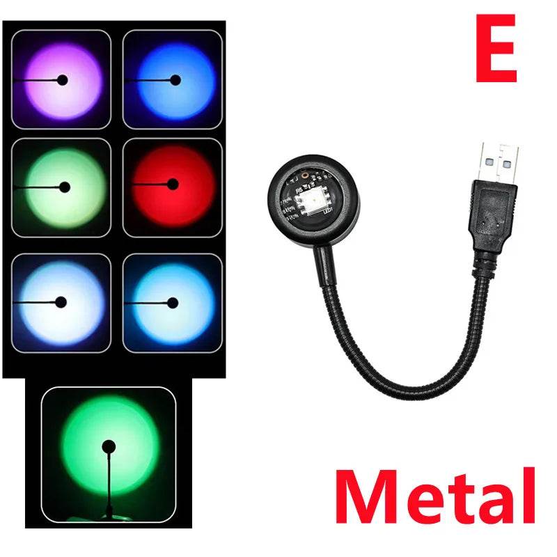 Flexible Led : Led USB coucher de soleil lampe projecteur décor à la maison veilleuse Portable lumière d'ambiance pour salon mur photographie néons - myledly